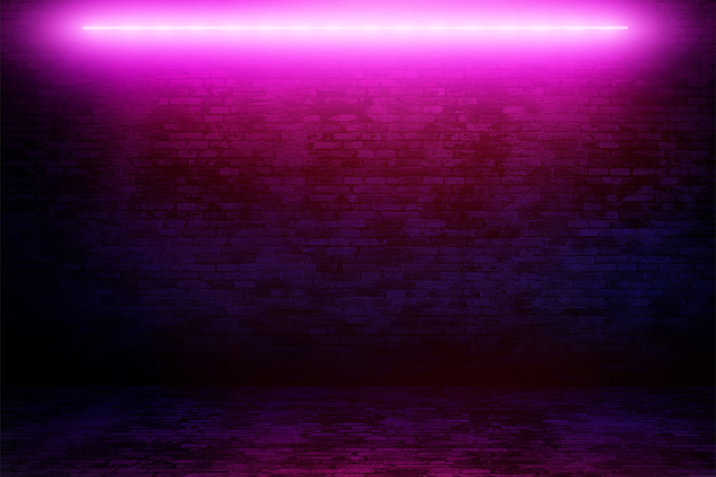 Brick wall texture background with neon lighting